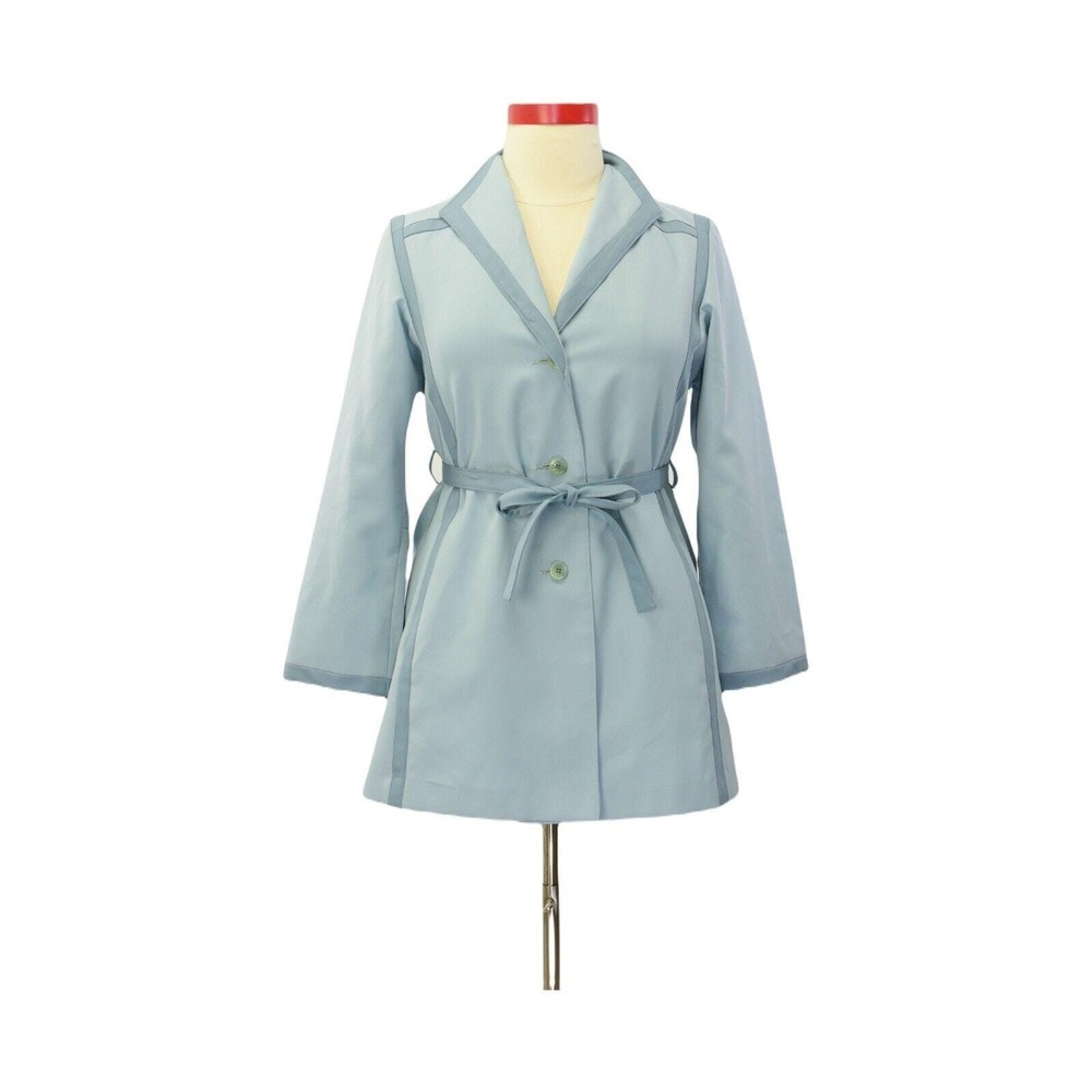 70s Bonders Contrast Trim Blue Water Repellant Jacket Size L Womens Rain Jackets